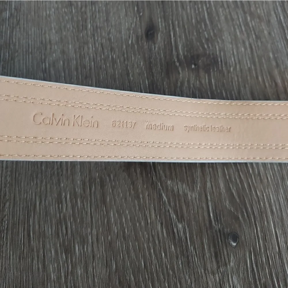 Calvin Klein Gray Synthetic Leather Belt Medium